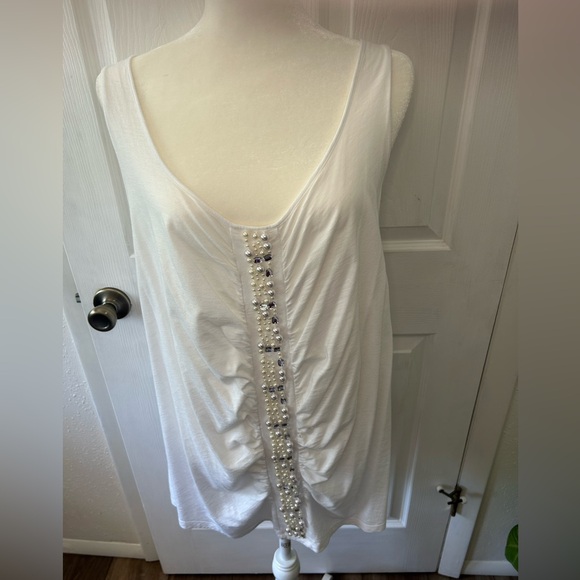 INC International Concepts Tops - - Inc International Concepts sleeveless white beaded top